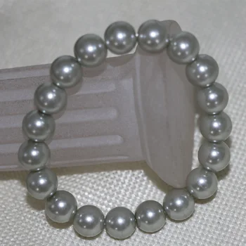 10 мм кръгъл сребрист цвят под формата на миди имитация на перли, мъниста и гривни за жени заводска розета направи си сам бижута 7,5 см B2910