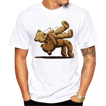100% Памук, Нова Мода Мъжка Тениска Bear Hug Забавна Реколта Тениска С Изображение На Мечка, Тениска С Къс Ръкав и Кръгло Деколте, Блузи, Тениски Хипстерские