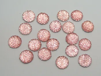 100 Розови Акрилни Кръгли плоски мъниста от страз в грах 10 mm (3/8 