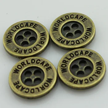 (100 бр. / опаковане.) Индивидуални бронзови метални копчета за дрехи с търговско наименование и лого, с галванично покритие с 4 дупки, без никел