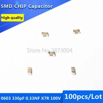 100шт 0603 330pF 0.33 NF X7R 100 НА 10% SMD Кондензатор Чип