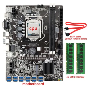 12 GPU B75 дънна Платка за майнинга + процесор + 2X 4G DDR3 Оперативна памет + Кабел SATA 12 USB3.0 до PCIE 1X Слот LGA1155 DDR3, SATA3.0 За БТК/ETH