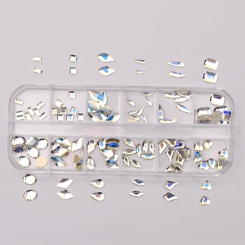 12 Мрежи с Различни Размери на Лунна Светлина Кристали, С Фиксирана Облегалка Crystal Diamond Различни Форми на Скъпоценни Камъни 3D Декорации За Нокти Аксесоари