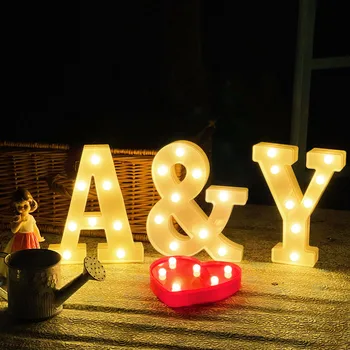 16 СМ DIY Светещи Светлини LED Писмо лека нощ Творчески Букви на Азбуката Номер Батерия Лампа Романтична Украса За Парти