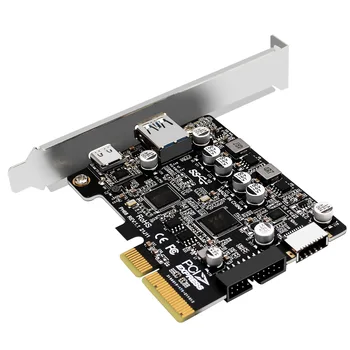 2 Порта PCI-E 4X USB 3.2 Gen 2 Карта на разширяване на типа C предно гнездо тип E 19P/20P 10 Gbit/С Пълна скорост на трансфер