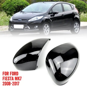 2 бр. Модел от въглеродни влакна и е ярко черно Крило Врати Огледало за обратно виждане Капак за Ford Fiesta MK7 2008-2017