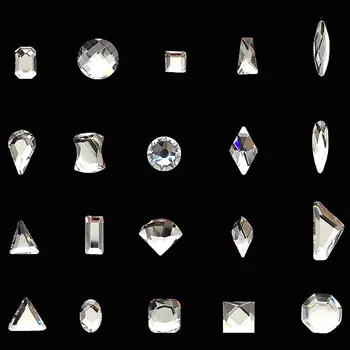 20 бр/лот, стъкло с плоска задната повърхност, прозрачни блестящи 3d декорации за дизайн на ноктите, кристали, скъпоценни камъни, маникюр, аксесоари за нокти, Ново записване