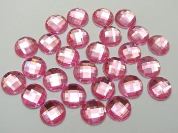 200 Розови Акрилни Плоски Инкрустирани Кръгли Камъни от Планински Кристал 10 мм Без Дупки