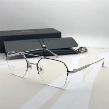 20121 Маркови Дизайнерски Очила От Титан Стъкло В Свръхлеки Рамки С Полуободком За Мъже, Пилотни Очила със Сини Светлини, Предписани Очила