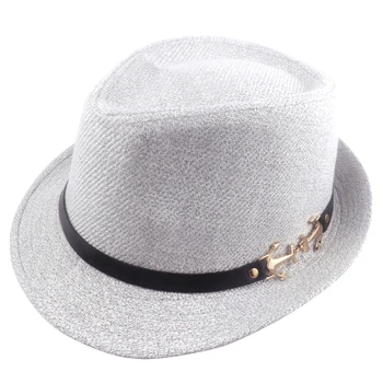 2018 Открийте Проста Модерна Шапка Унисекс Панама джаз шапка на Филц шапки Уличната пътна шапка Котва украса