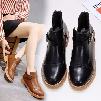 2021 ephesus feminina salto/ Модни Дамски обувки; Обувки с кръгло бомбе и дебела подметка; Класически обувки; botas mujer zapatos mujer sdc56