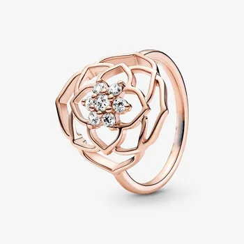 2021 Нов пръстен от сребро 925 Проба с Лъскави листенца от Рози Подходящ За женски подарък сватбени декорации Diy