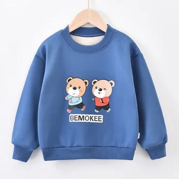 2021 Пролет-Есен Нова детски пуловер, Блузи за момчета, Плюшевое палта за момичета, Туника с Кръгло деколте, детски дрехи с качулка, Корейски Дрехи