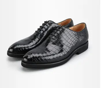 2021 нов дизайн 100% естествена крокодилска кожа, мъжки бизнес обувки от кожа на алигатор, подплата от волска кожа, на официалната мъжки обувки, черен