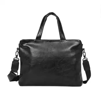 2022 Мъжки портфейли, однотонная черна чанта за лаптоп, водоустойчив кожена Мъжка чанта, Голям голям чанта На рамото, Бизнес офис чанта за файлове
