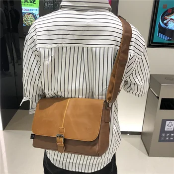 2022 нова мъжка чанта през рамо с катарама, модерен бизнес чанта-месинджър, мъжки и дамски чанти-пощальон, мотоциклетът училищна чанта