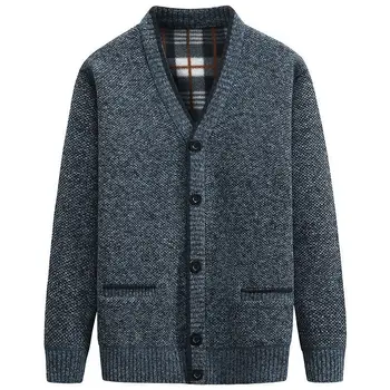 2023 Мъжката Есенно-зимния Дебел пуловер-жилетка, Младежки Модерен Топъл Пуловер с V-образно деколте