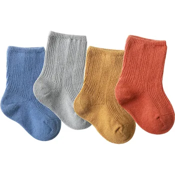 3 чифта Чорапи за малки момичета и Момчета от 0 до 5 години, Памучни Зимни Чорапи за Деца, Аксесоари за детски Зимни дрехи, Обикновена Памучни Чорапи за деца на Есен