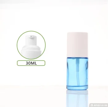 30 ml matte /зелена/синя/бяла стъклена бутилка бяло помпа серум/лосион/емулсия /основа/ хидратиращ тоник, козметични опаковка за кожата