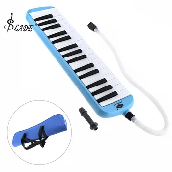 32 Ключови Синя Красива Хармоника и Мелодика Образователен Инструмент с Луксозен Калъф за Носене за Начинаещи