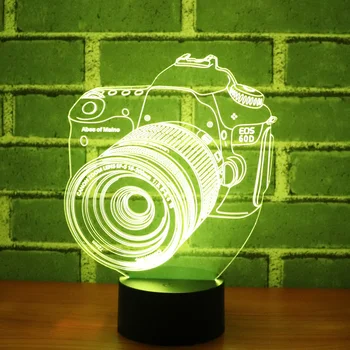 3D Led лека нощ Камера с 7 Цветове на Светлината, за да украсят Дома Лампа Невероятна Визуализация Оптична Илюзия е Страхотна