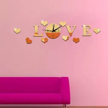 3D Стенни Часовници-Рефлексен Стикер Ням Сърцето си за Любовта направи си САМ Украса Домашен Офис Начало Декор Стенни Часовници