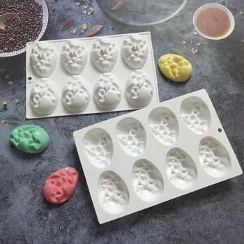3D Форма на Великденски Яйца, Шоколад Силиконова Форма 8 Кухини Форма За Торта DIY Яйце на Динозавър Форма За Печене Сладкарски Форми За празни приказки Форма За Сапун