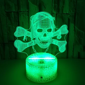 3D Череп Лампа нощна светлина В 7 Цвята Промяна Дистанционно Управление Led нощна светлина Стая Декор игри на Настолни Лампи Рожден Ден Подаръци за Хелоуин
