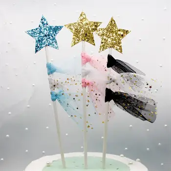 3ШТ Торта Topper Декоративен Блясък Звезда на Cupcake Избере Торта Декор За Рожден Ден