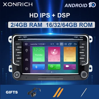 4 GB 2 Din Android 10 Автомобилен Радиоприемник GPS Навигация За VW Passat B6 за volkswagen touran Skoda Octavia 2 seat leon 2golf 5 6 Мултимедия