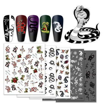5 БР Змия Дизайн 3D Стикери За Дизайн на Ноктите Набор от многоцветни Преводи на Стикери Слайдер Етикети Съвет Маникюр Артистични Украса
