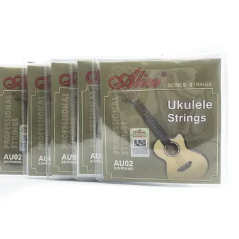 5 Комплекта на Струните за Хавайска китара Alice AU02 СОПРАНО Черен Найлон B F # D A