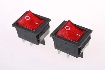 5 бр. x Червена Неонова Лампа Вкл Изкл DPST Кулисный ключ 4 Pin 10А/250 В 20A/250 A