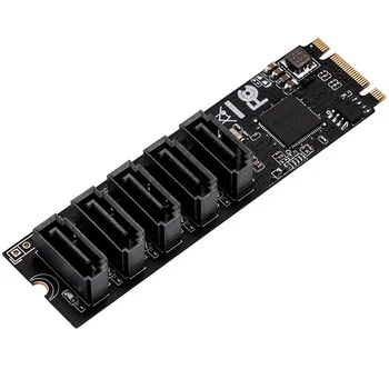 5-портов Не-RAID SATA III 6 Gb / сек, за да M. 2 B + M Ключова адаптер PCI-e 3.0 x2 с лента