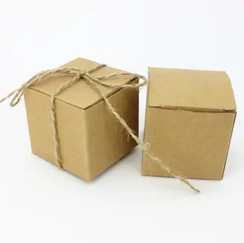 50шт Кафява Крафт Хартия Кутия за Подаръци за Сватба Парти, Торта Подарък Бонбони САМ Box Декор