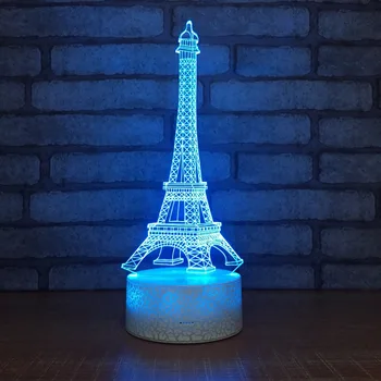 7 Цвята Айфеловата Кула 3D Led нощна светлина Акрилни Оптично 3D Илюзия Abajur Настолна Лампа Lumineuse Детски Спален лека нощ