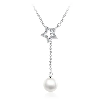 925 сребро перли звезда кристал на огърлица къса верига за жени, бижута, сватбен подарък на едро директен доставка