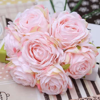 9cm9 слой от 9 цвята розова корона от висок клас фалшив цвете сватба на изкуствени цветя, дом стенно цвете за декорация