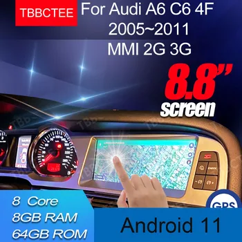 Android 11 Безжична CarPlay 8 + 64 GB За Audi A6 4f C6 2005 ~ 2011 MMI 2G 3G Автомобилен Мултимедиен Плейър GPS навигация Navi Стерео WiFi