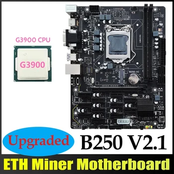 B250 V2.1 дънна Платка за майнинга БТК + процесор G3900 12XPCIE LGA1151 Двоен DDR4 MSATA USB3.0 дънна Платка за майнинга B250 ETH