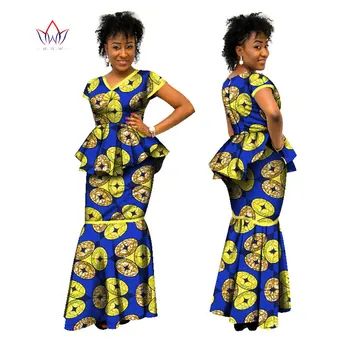 BintaReaWax Комплекти Прагове в Африканския стил за Жени, по-Големи Размери, 2 броя, Африканска Дрехи, WY1547
