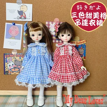 Bjd куклено рокля 1/6 30 см червено жълто синьо кубче захар класическа клетчатая пола, играчка облекло (подходящ за аксесоари 1/6 кукли） 063031