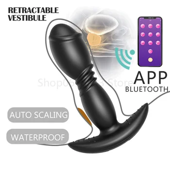 Bluetooth ПРИЛОЖЕНИЕТО Задния Двор Телескопична Масажът Пръчка Вибратор Простата Имитация на Пениса, Секс Играчки, Вибратор За Мъже Масаж на Простатата