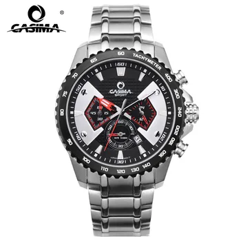 CASIMA Модерни Многофункционални Спортни мъжки часовници с хронограф От неръждаема Стомана, Водоустойчив, Със светещи Стрелки 8103