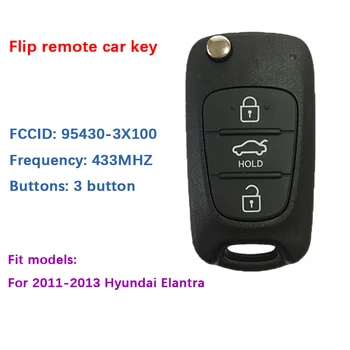 CN020068 Оригинален 3-бутон Flip-дистанционно управление Истински 2011-2013 Hyundai Elantra Ключ с 433 Mhz FCCID OKA-168T/95430-3X100