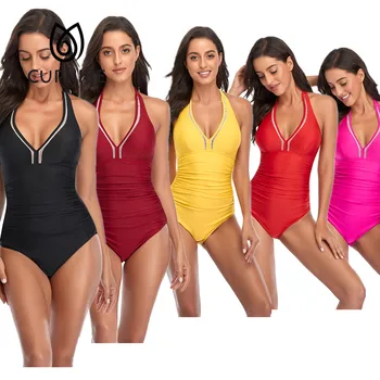 CUPNICE Сексуални Цели Дамски Бански Обикновена Стегнати Консервативни Бански костюми, Дамски Дрехи, Бански на Плажа повдигащ Бразилски