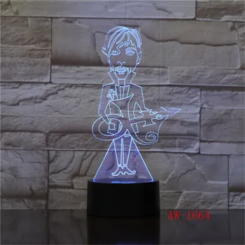 Cartoony Човек-Китара 3D Лампа Led нощна светлина в 7 Цвята Промяна Докосване на Настроението Лампа за Подарък, За Партита Начало Декор Дропшиппинг AW-1664