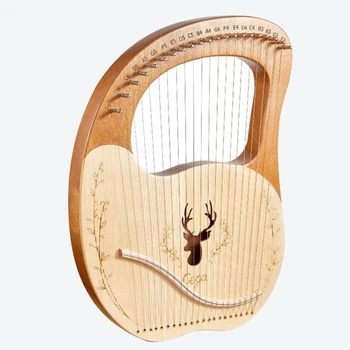 Cega Lyre Harp, Гръцка Цигулка, 21 Струнен Лирически Инструмент, от Червено дърво, Ръчно Арфа с ключ за настройка, за начинаещи, любители на музиката и т.н