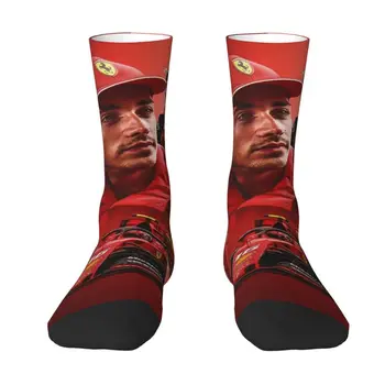 Charles Monaco Formula One Driver Leclercs Мъжки Чорапи за екипажа Унисекс Забавни Чорапи с 3D Принтом