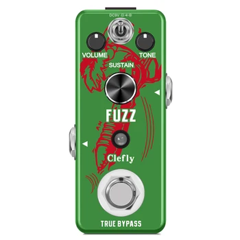 Clefly LEF-306 Fuzz Педал За електрически китари и бас Традиционен Ефект Fuzz една седалка, всички метални Корпус True Bypass